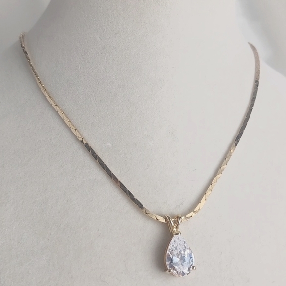 Vargas H.G.E. Faux Diamond Tear Drop Necklace Vintage 1940's 17 Inches - Picture 11 of 11